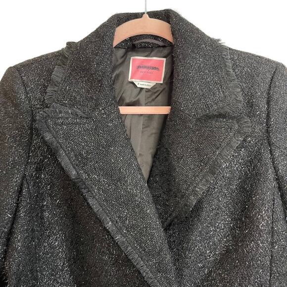 Kate Spade Tinsel Tweed Black Fringe Double Breasted Blazer NWOT - Picture 8 of 12